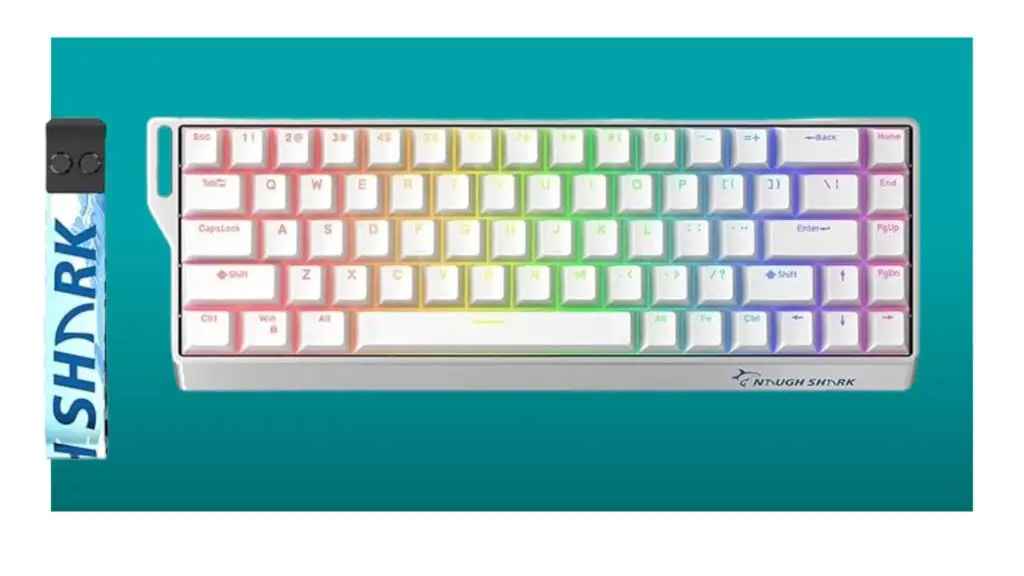 Gamakay x Naughshark NS68 gaming keyboard on a blue background