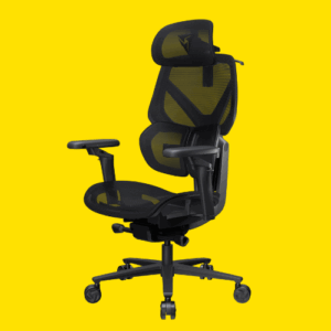 ThunderX3 Flex Pro gaming office chair against a yellow background
