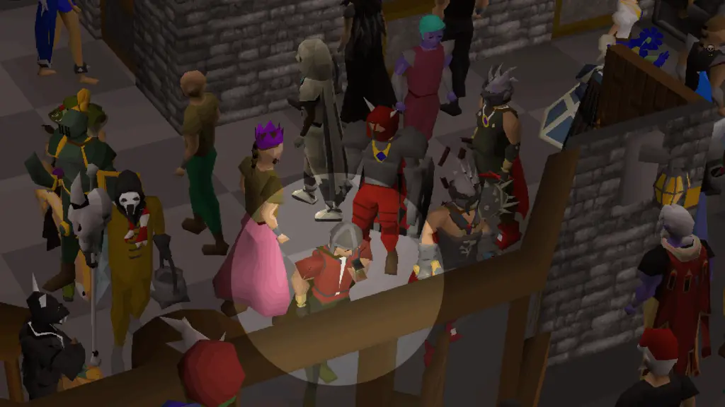 Trout guy in Old School RuneScape scarfs down trout.
