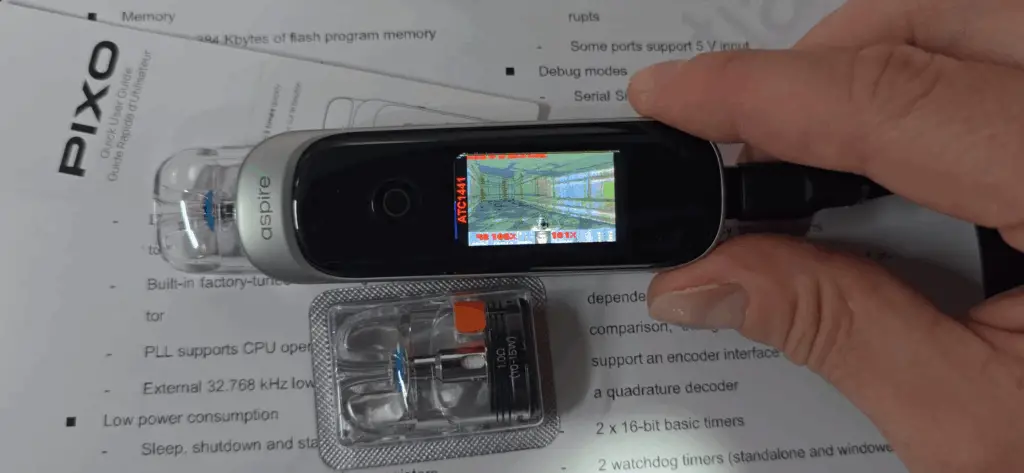 Screenshot from Aaron Christophel on YouTube showing off Doom on a vape