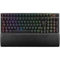 Close-up of the Asus ROG Strix Scope II 96 Wireless, showcasing its robust construction and keycap texture.