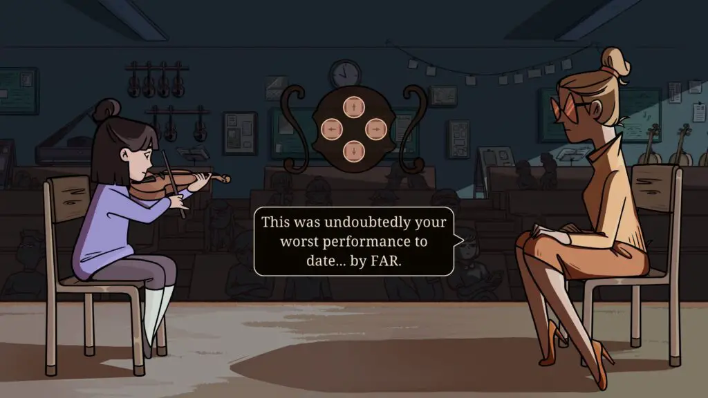 As a young girl, Constance struggles to learn the violin