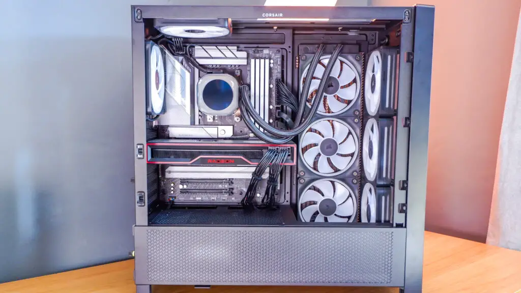 A Corsair Frame 4000D case with various features designed for both Corsair's own iCUE ecosystem and for the benefit of system builders.