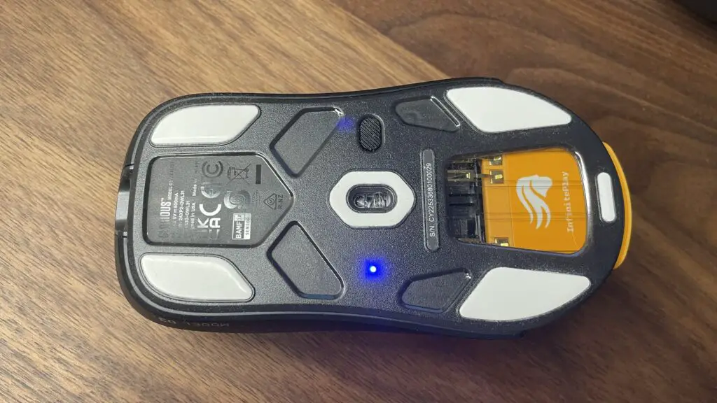 The Glorious Model O3 Wireless gaming mouse with hot swappable battery