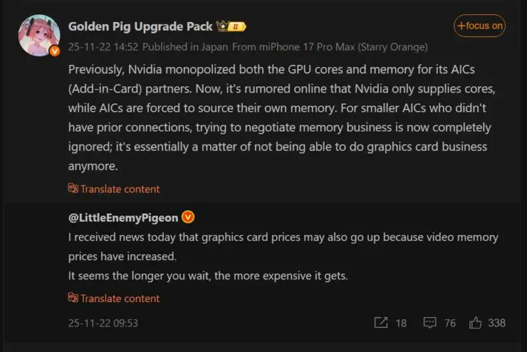 A screenshot of Golden Pig Upgrade Pack post on Weibo, talking about Nvidia
