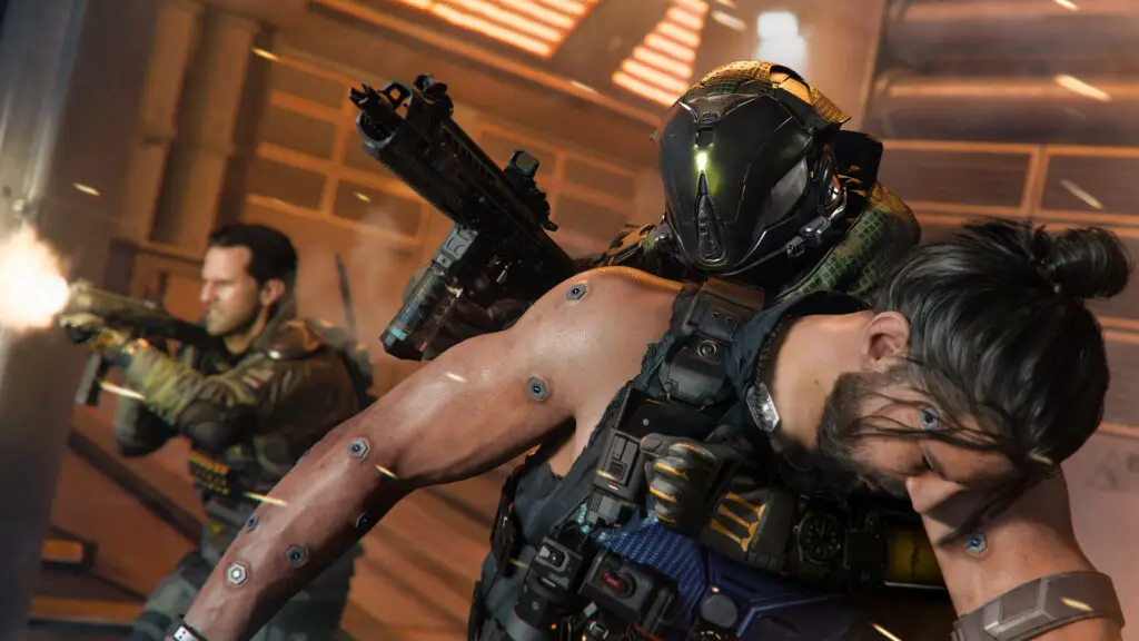 Screenshot from Call of Duty: Black Ops 7 multiplayer showcasing in-game action and graphics, pertinent to the discussion of game development and player experience.