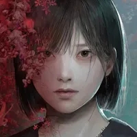 A character looking worried in a dimly lit school hallway.