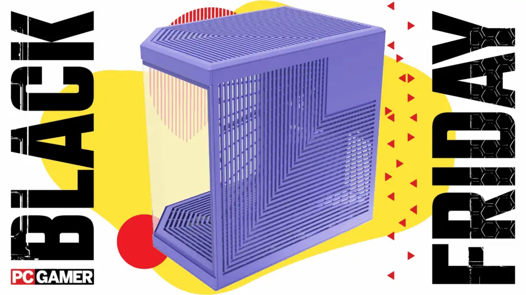 The HYTE Y70 mid-tower PC case in taro milk purple floats in the funky Black Friday deal void.