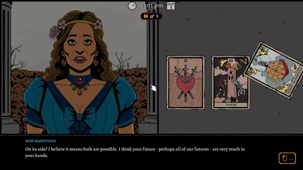 Screenshots of in-game exploration and conversation throughout The Seance of Blake Manor.