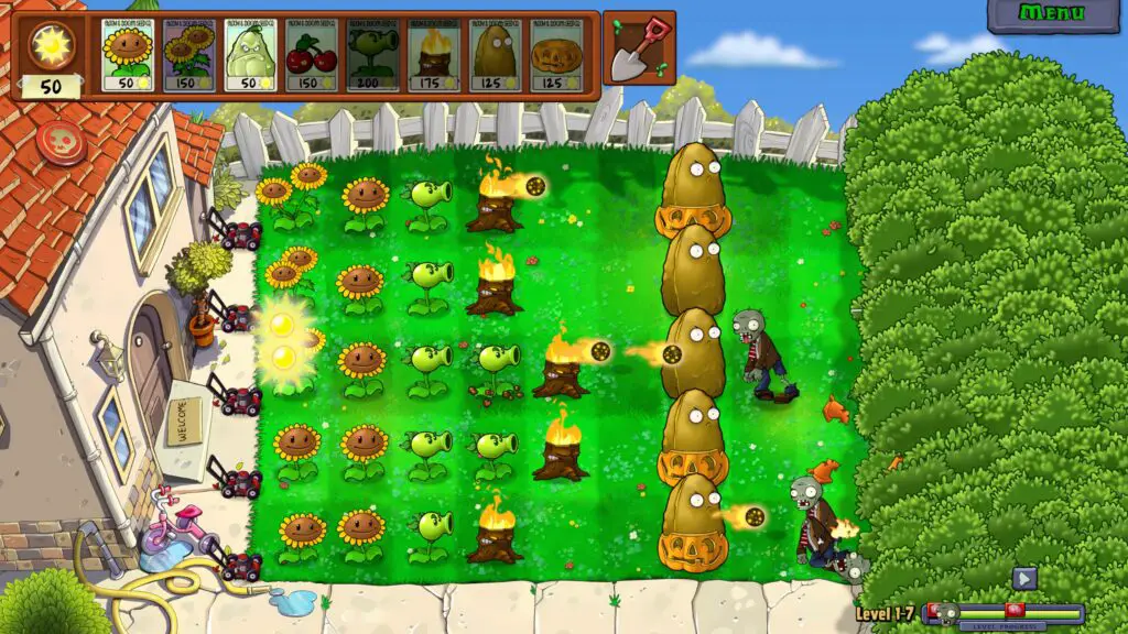 Plants vs Zombies lawn level