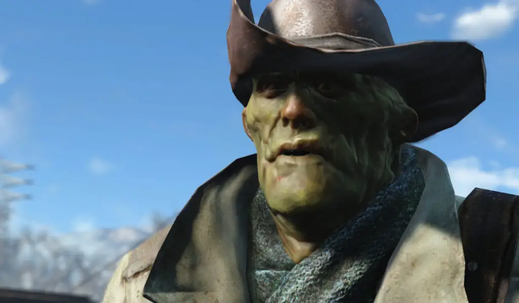 A screenshot from Fallout 4 featuring Preston Garvey, illustrating potential character customization or in-game environments.