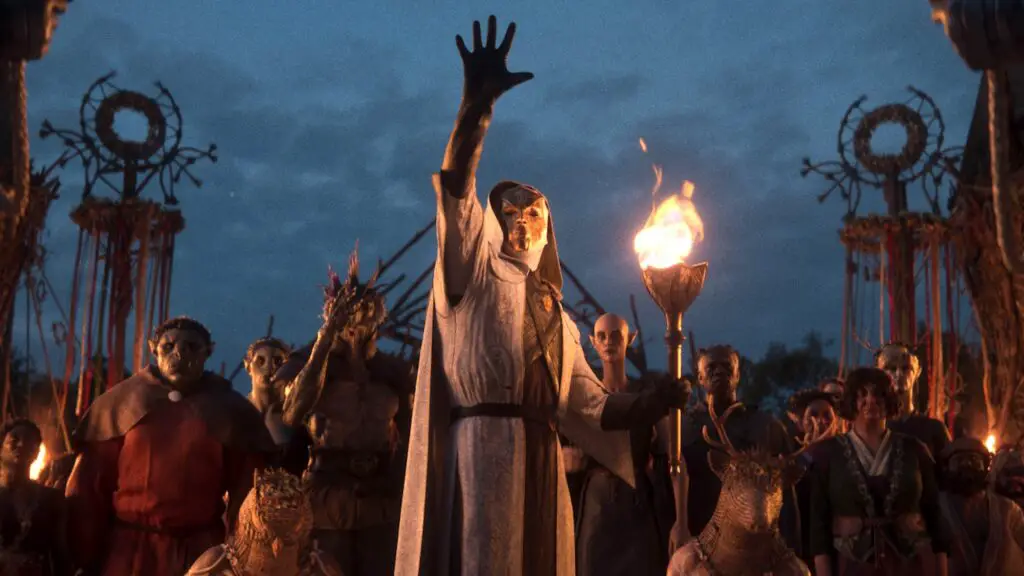 A cult performing an eerie ritual.