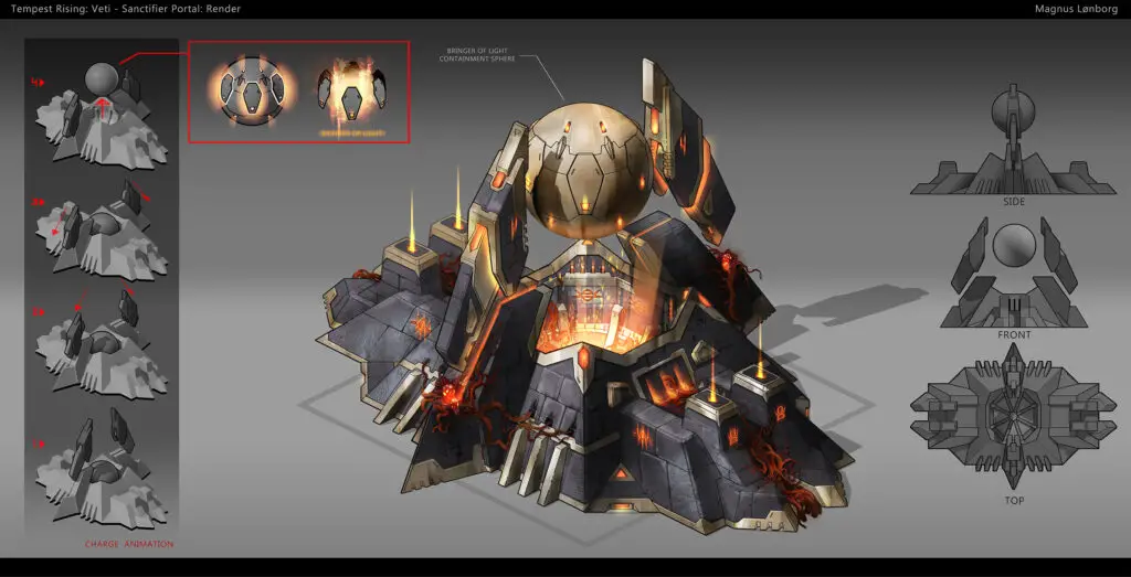 Concept art of the Veti's superweapon in Tempese Rising
