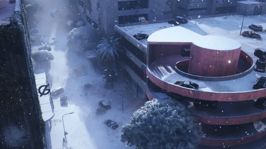 Arc Raiders character navigating snowy landscape with Frostbite effect indicator