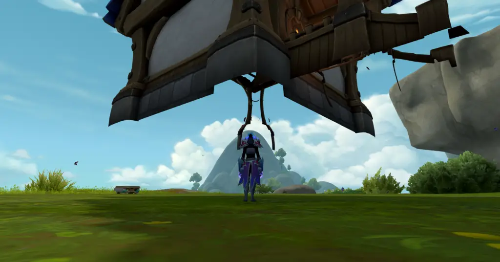 A floating house in World of Warcraft's player housing system.