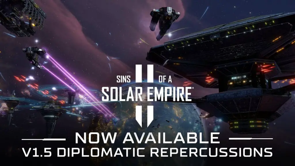 Screenshot of the v1.5 Diplomatic Repercussions Update for Sins of a Solar Empire II, potentially from a YouTube video