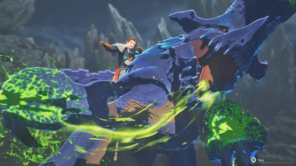 A Brachydios slathers its forelimbs in explosive goo in Monster Hunter Stories 3.