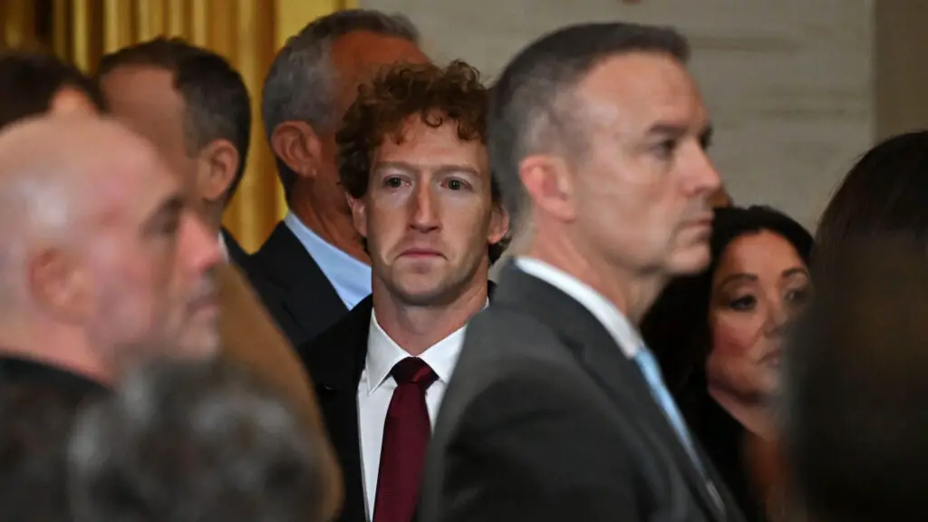 WASHINGTON, DC - JANUARY 20: Meta and Facebook CEO Mark Zuckerberg attends the Inauguration of Donald J. Trump in the Rotunda of the U.S. Capitol on January 20, 2025 in Washington, DC.