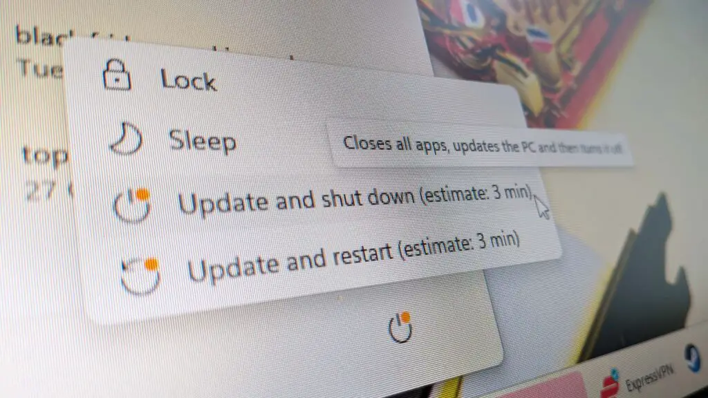 The Windows 11 Update and Shutdown dialogue box showcasing new user controls.