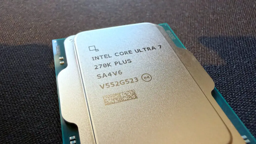 Intel Core Ultra 7 270K Plus processor with gradient light effect