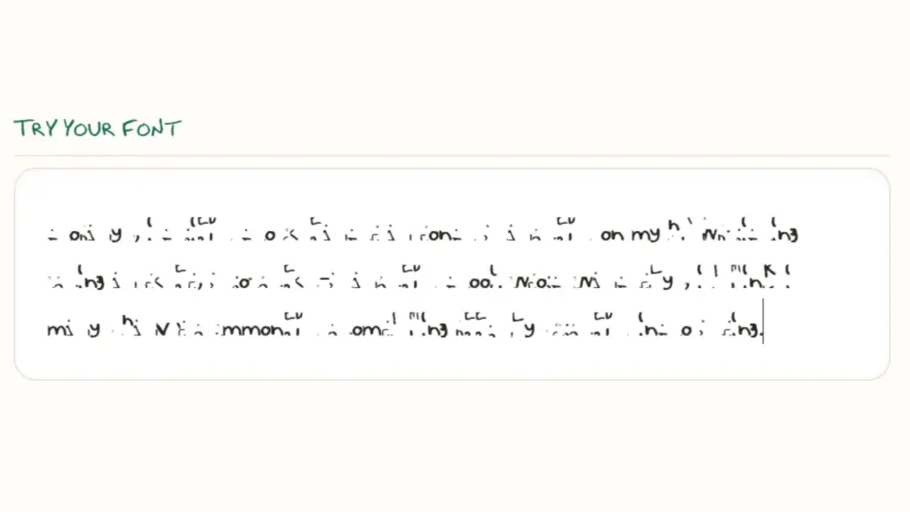 A sample of a font generated using FontCrafter. It looks very cursed and illegible.