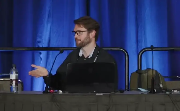 Soren Johnson, founder of Mohawk Games, discussing development philosophy at GDC.