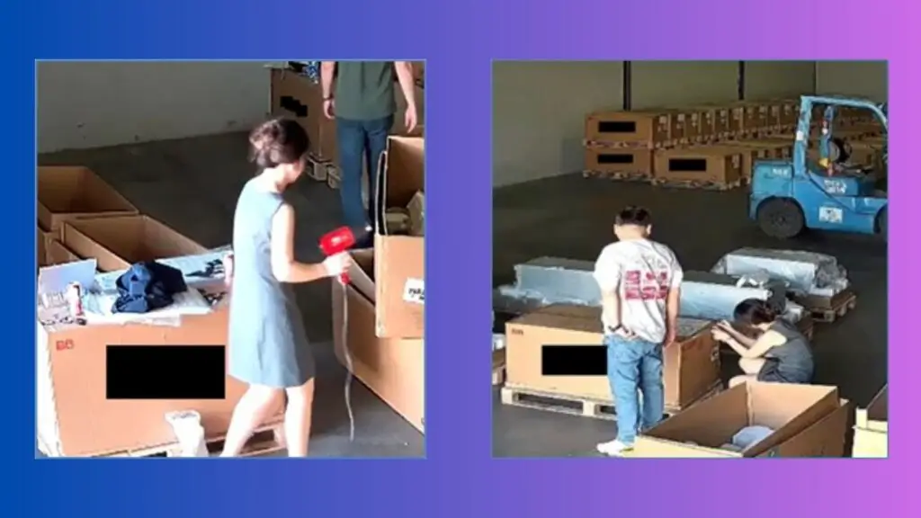 DOJ evidence showing sticker removal with a hair dryer