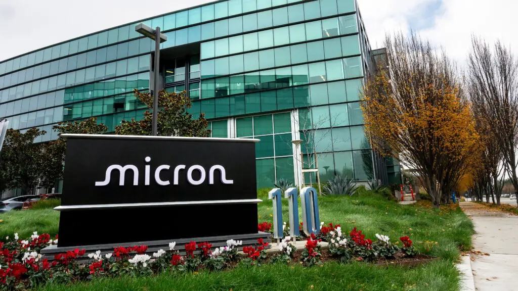 Signage outside the Micron offices in San Jose, California.