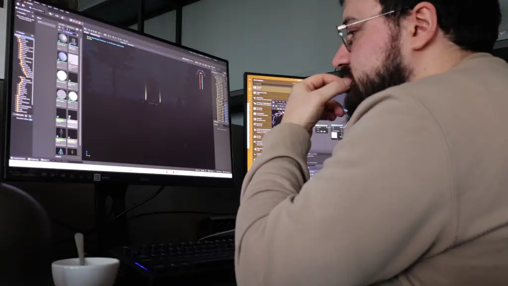 Developer Hakan Kamar working on the horror mod character design.