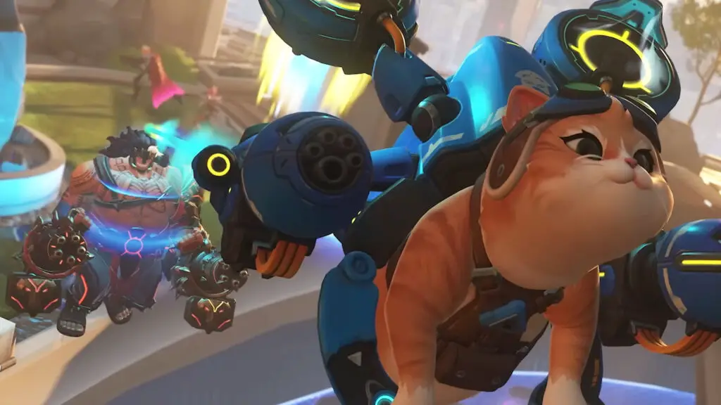 Overwatch 2 gameplay featuring Jetpack Cat in a high-intensity match
