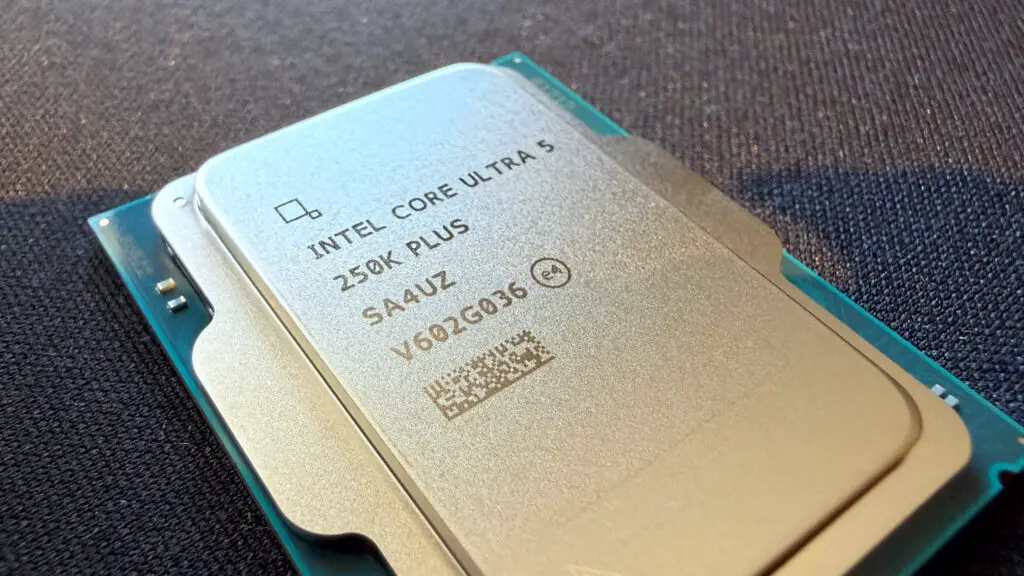A photograph of Intel's Core Ultra 5 250K Plus processor