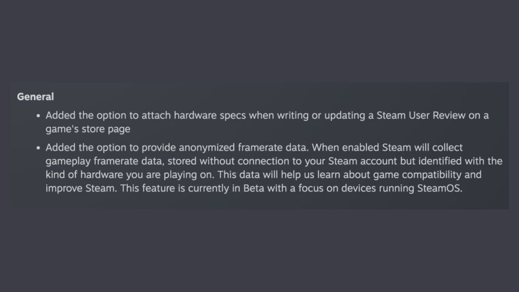 Steam's Client Beta update interface