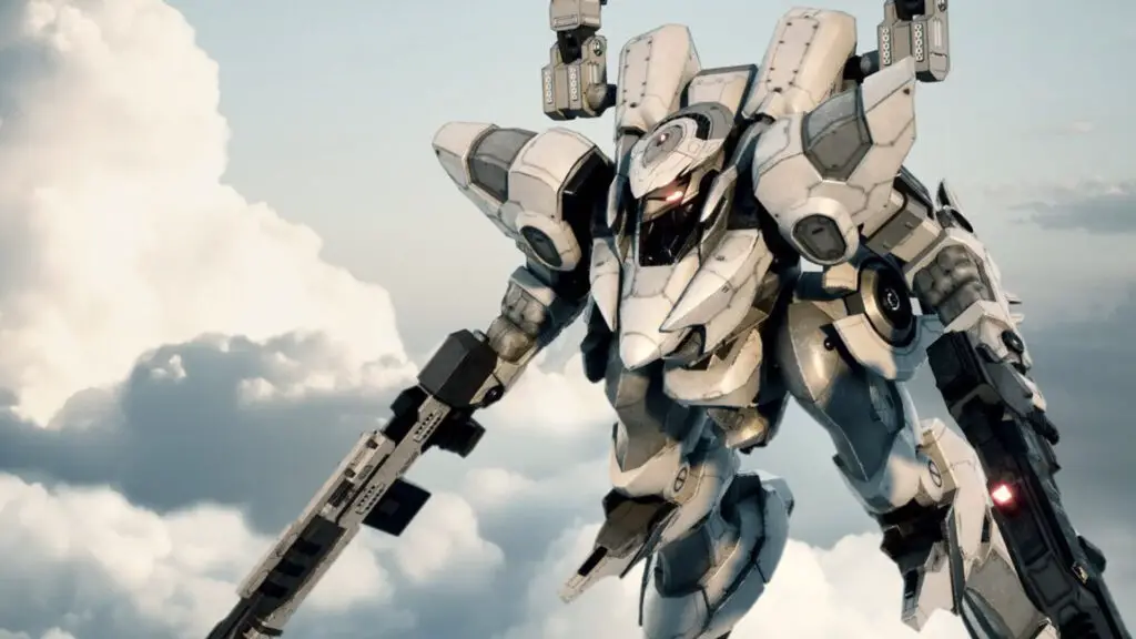 A mecha in flight in Omega Phenex Commenced Project Six