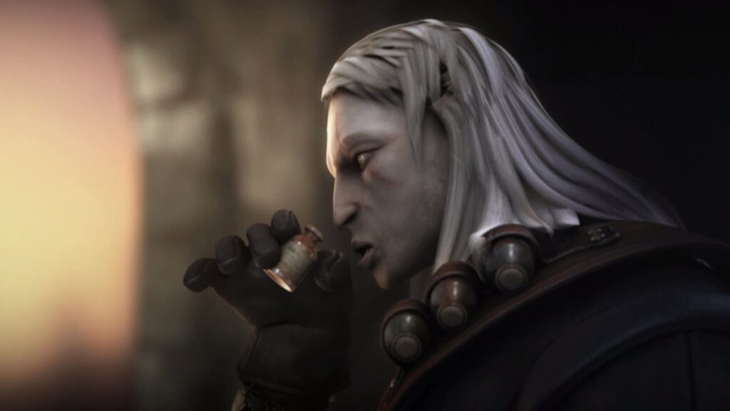 The Witcher - Geralt drinking a potion before a fight