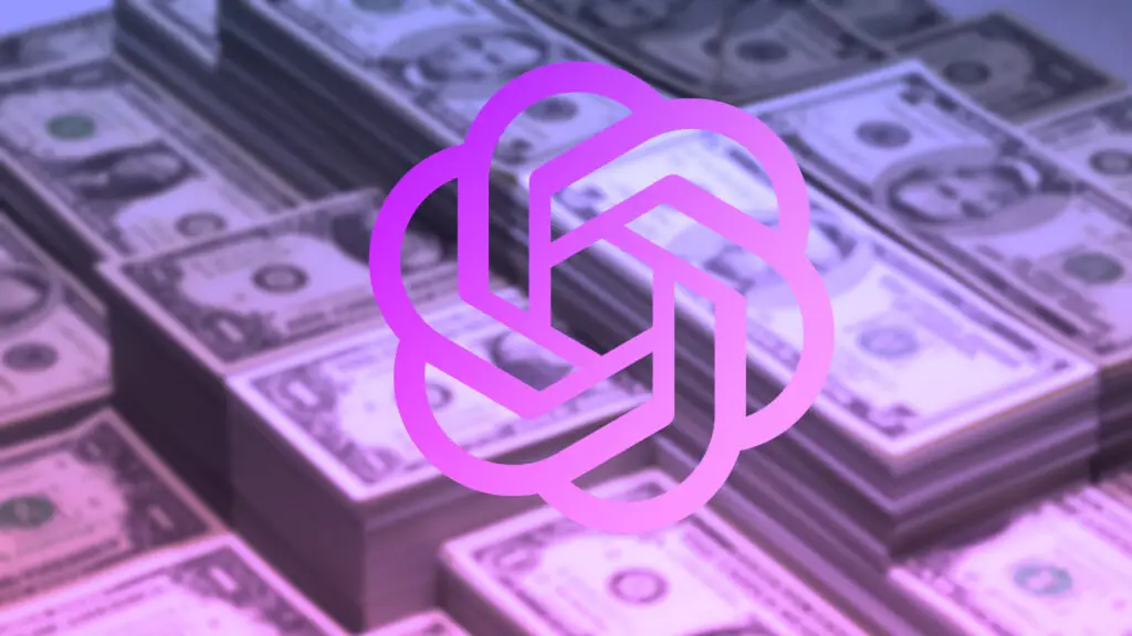 OpenAI logo on some cash representing investment challenges.