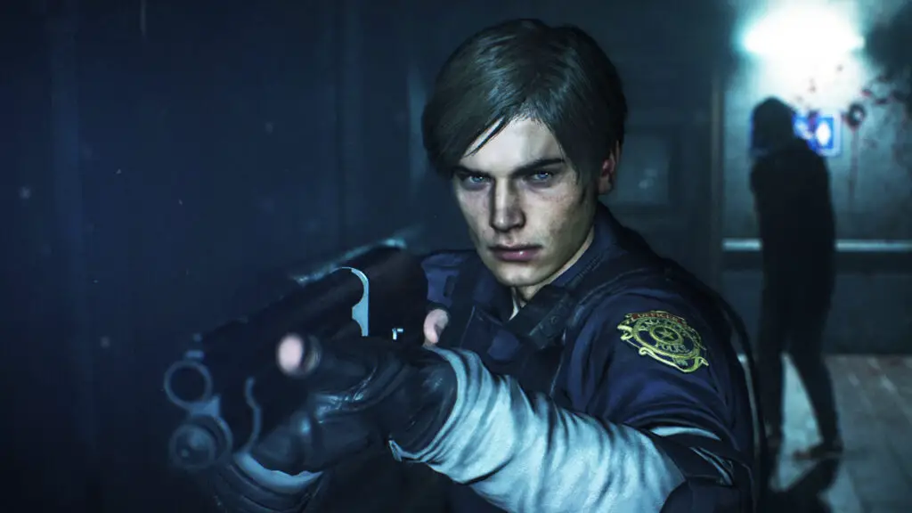 Resident Evil 2 Remake - Leon raising the shotgun