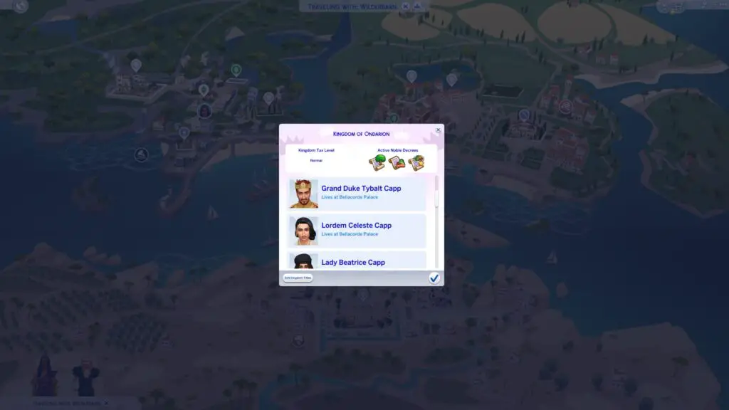 Sim interacting with high-ranked noble