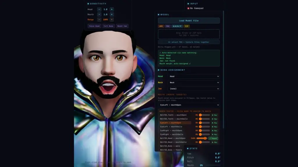 A screenshot of a 3D model being used to pass the Discord age verification system