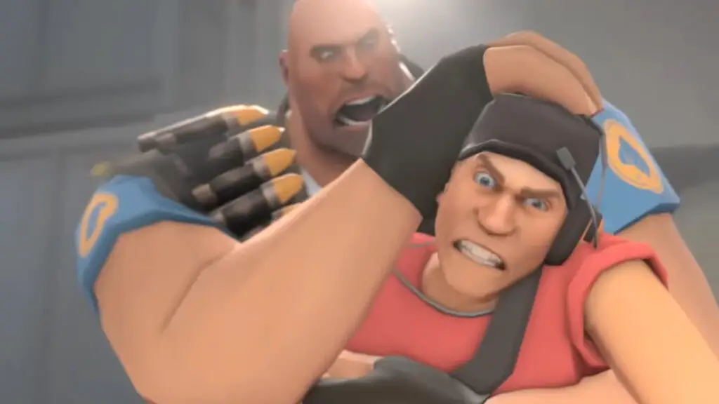 The Scout and the Heavy grappling in the Meet the Scout video.