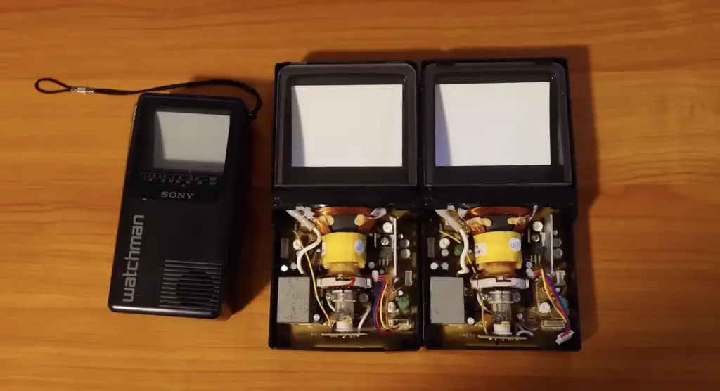 Two intercom CRTs and a Sony Watchman