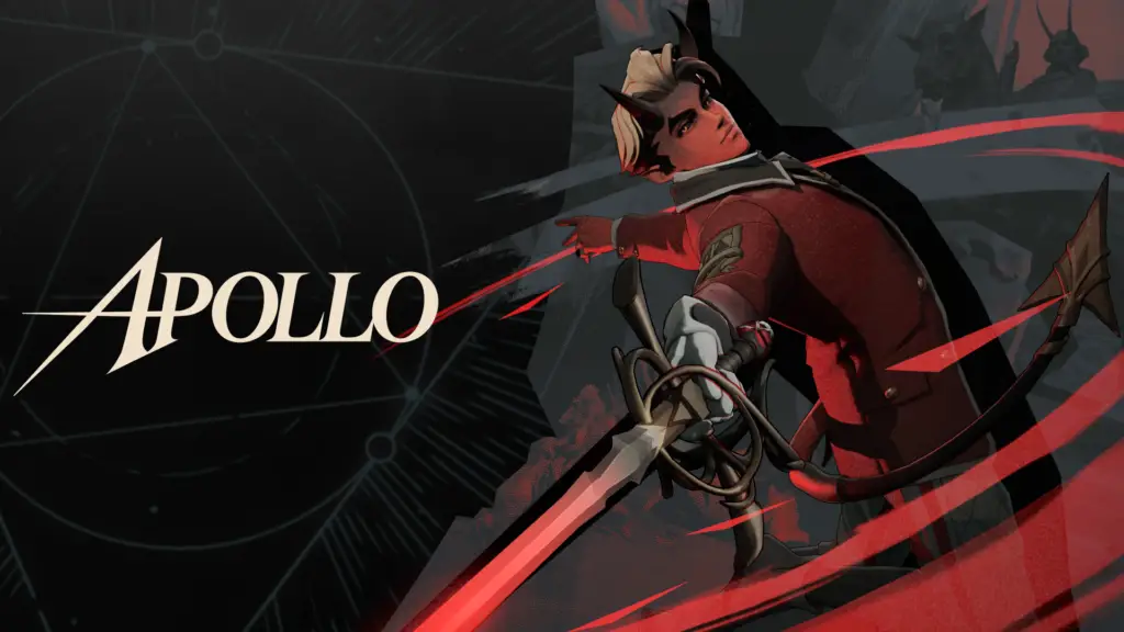 Apollo from Deadlock, a fancily-dressed Ixan fencer with a blade pointed towards the screen.