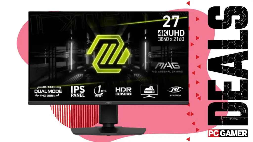 MSI Mag gaming monitor on a deals background