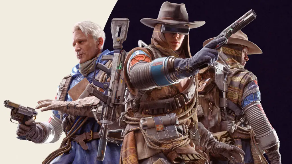 Arc Raiders characters in various skins including ponchos and cowboy hats.