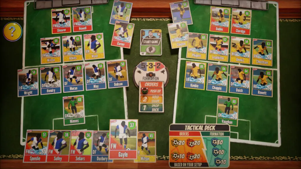 The desk in Nutmeg, a football deck-building game.