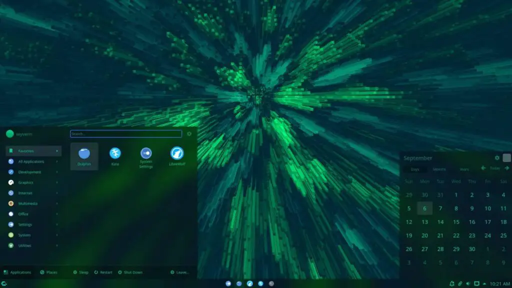 A CachyOS Linux desktop with menu and calendar open.