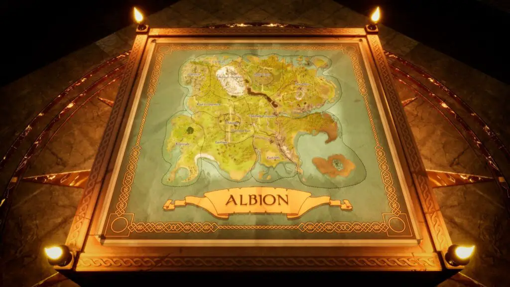 Map of Albion featuring various regions and terrain types.