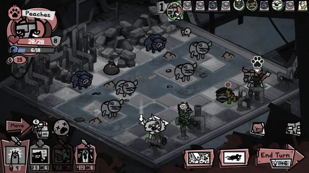 A battle with cats in the sewers in Mewgenics.