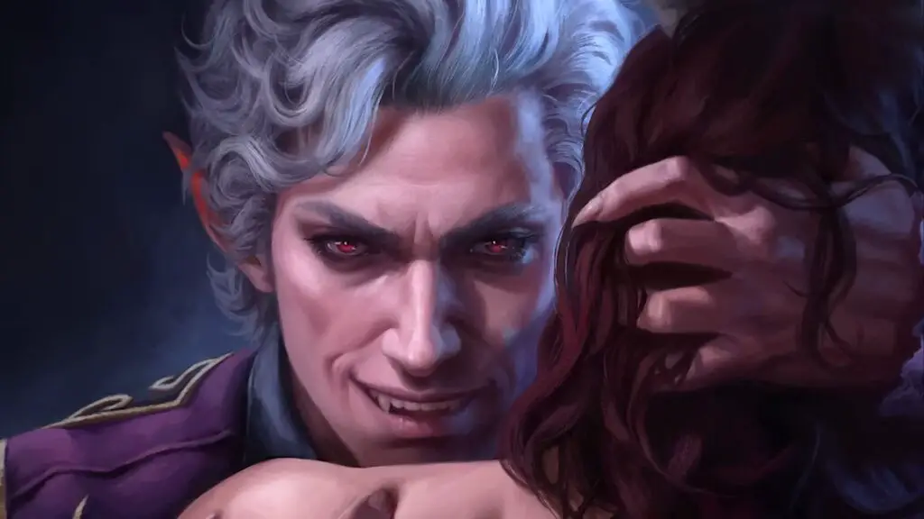 The vampire Astarion enjoys a snack in Baldur's Gate 3