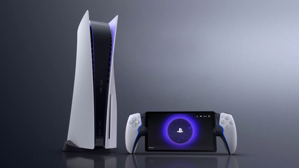 A promotional image showing PlayStation 5 consoles and the PlayStation Portal remote player.