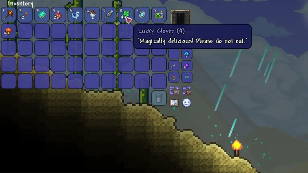 Close up of the Lucky Clover tooltip in Terraria